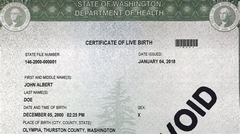 washington state birth certificate